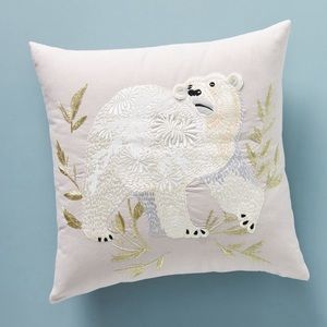 Karen Nicol Embroidered Wintertime Pillow